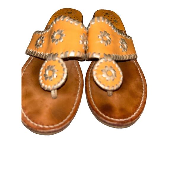 Jack Rogers Jack Flat Leather Thongs Sandals Orange Gold Women's Size 6 - Picture 8 of 10